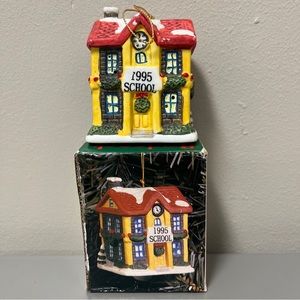 This Badcock 1995 School Building Village Bell Christmas Tree Ornament